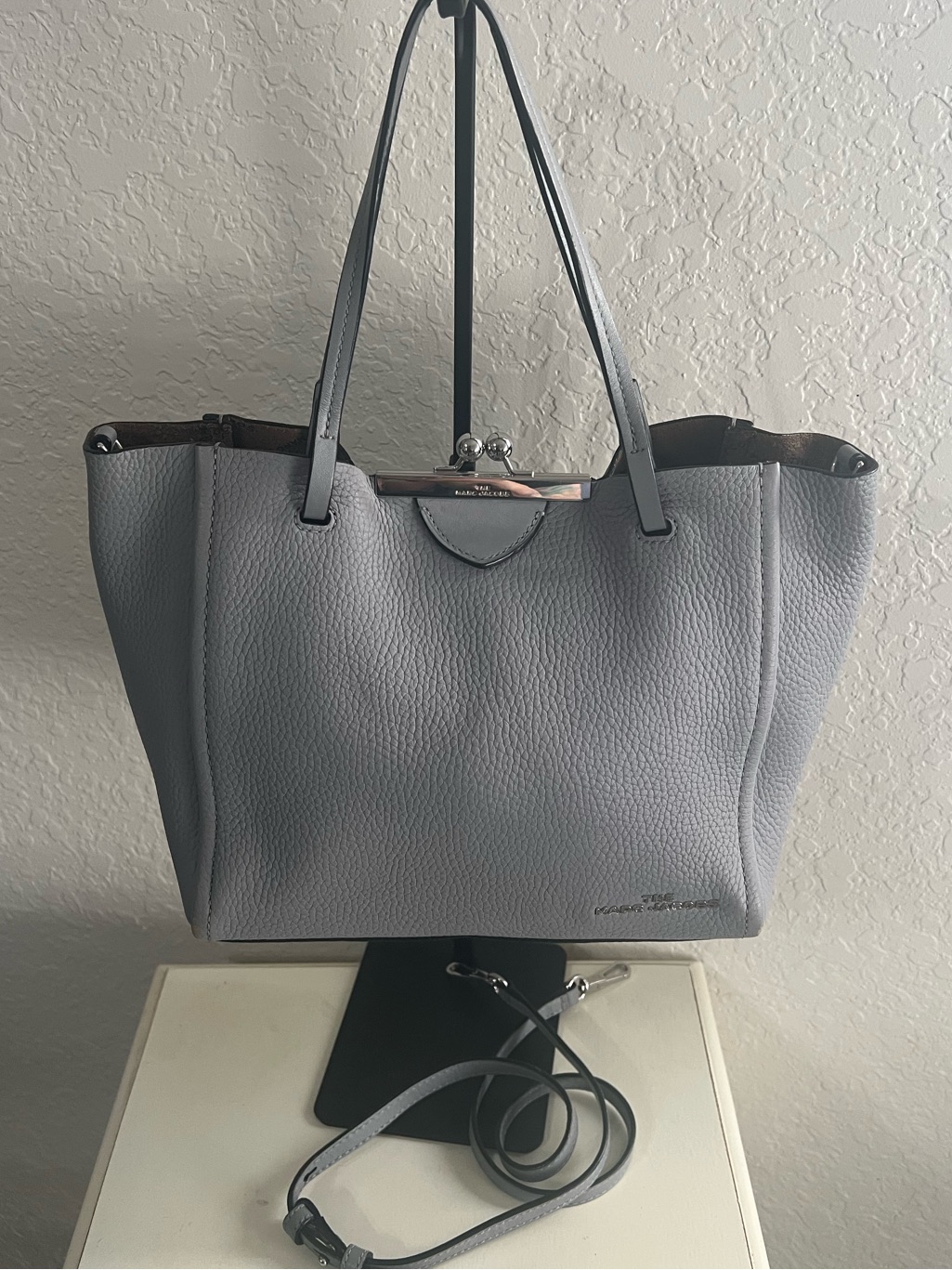 Marc Jacobs Gray Pebbled Leather Tote With Detachable Strap